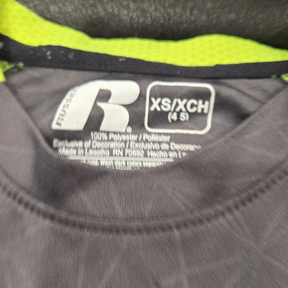 Russell Athletic Gray and Neon Green Performance Tee - Picture 4 of 6